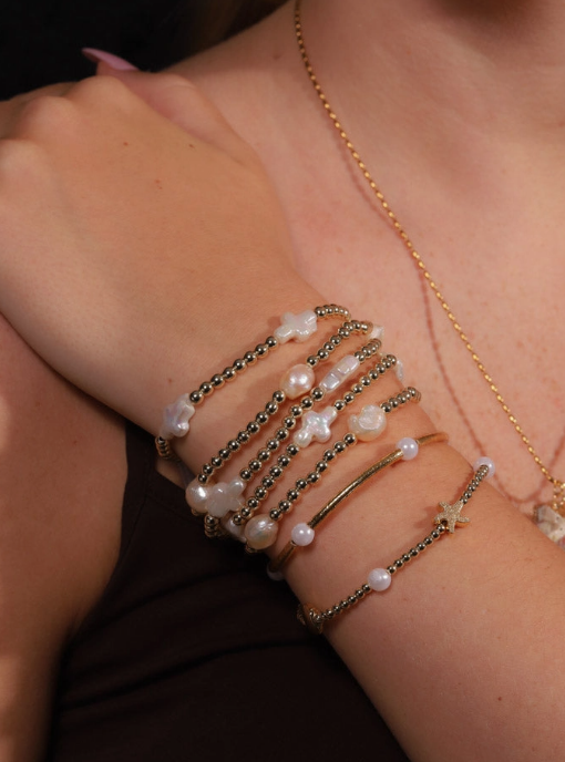 Pearl and Gold Beaded Bracelet