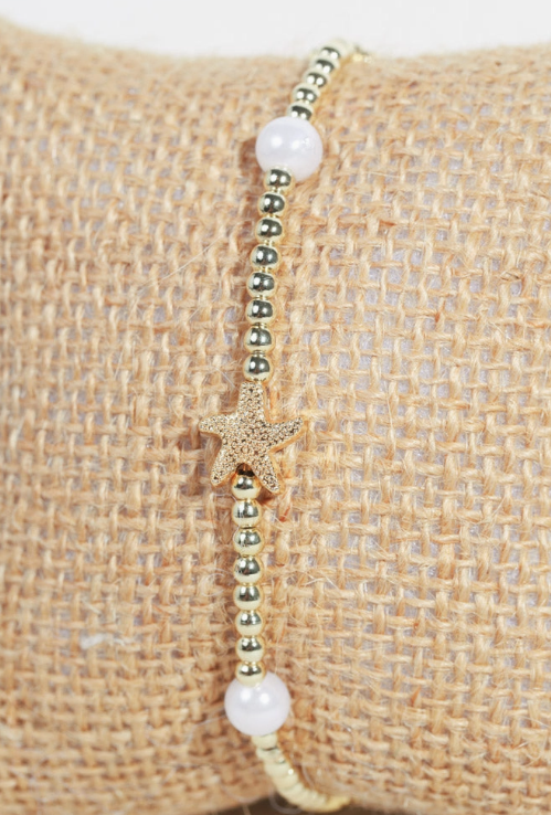 Pearl and Gold Beaded Bracelet