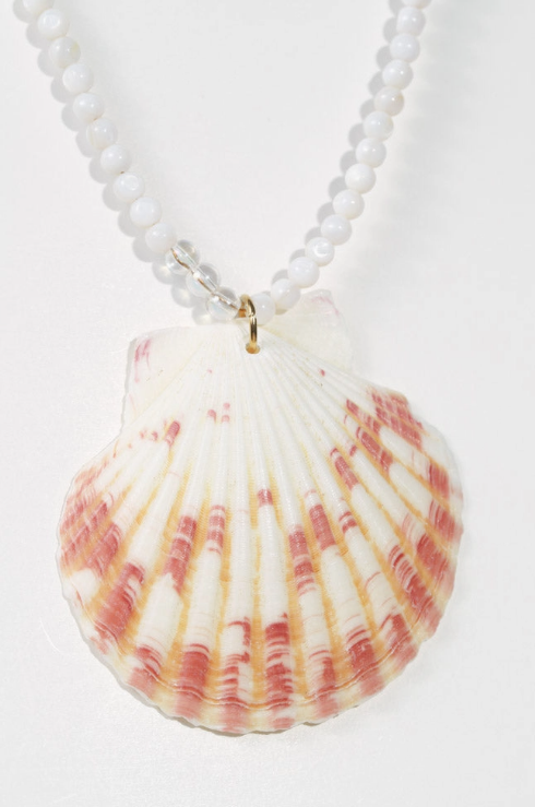 White Beaded Shell Necklace