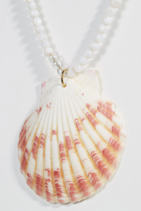 White Beaded Shell Necklace