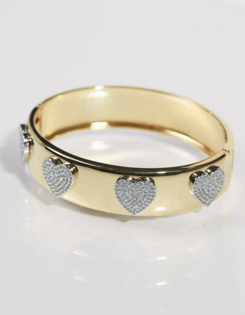 Gold Bracelet with silver Hearts