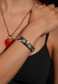 Gold Bracelet with silver Hearts